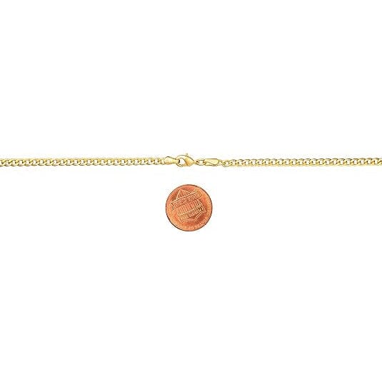 18K Gold Curb Cuban Link Chain Bracelet 8"