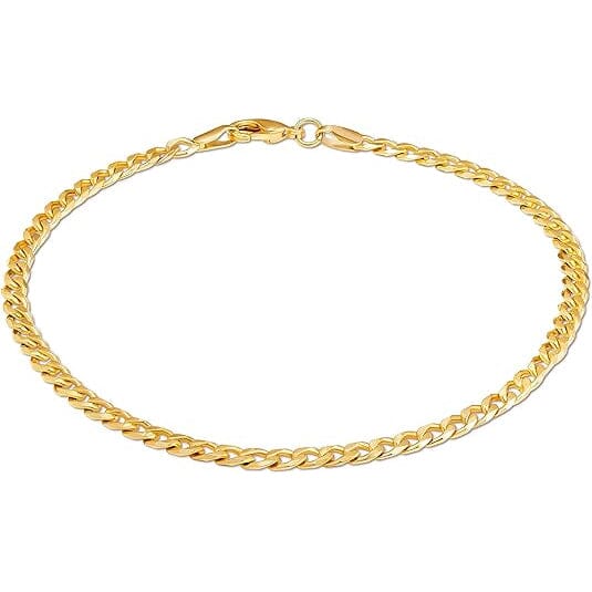 18K Gold Curb Cuban Link Chain Bracelet 8"