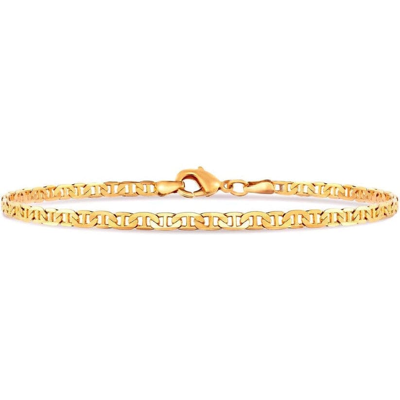 18K Gold Flat Marina Link Anklet for Women