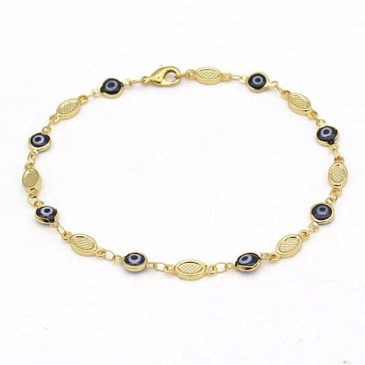 Evil Eye Anklet 10" Blue Plain Mariner High Polish