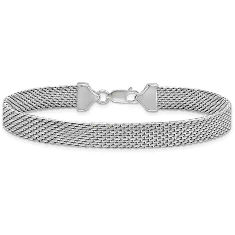Italian Made 925 Sterling Silver 7MM Flat Coreana Chain Bracelet